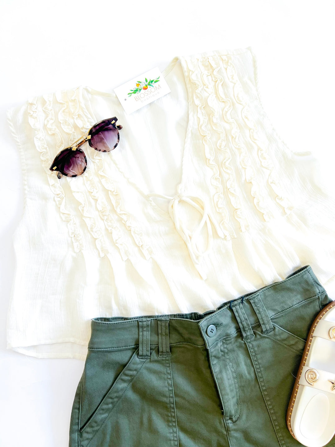 Cream Daydreamer Ruffle Top