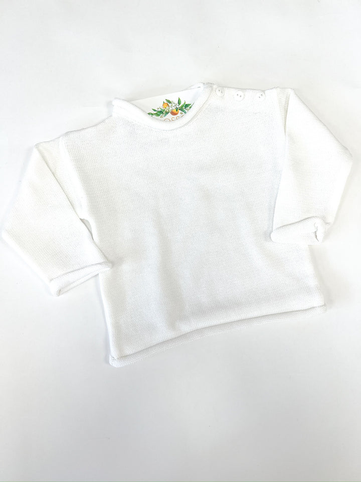 White Rolled Neck Pullover