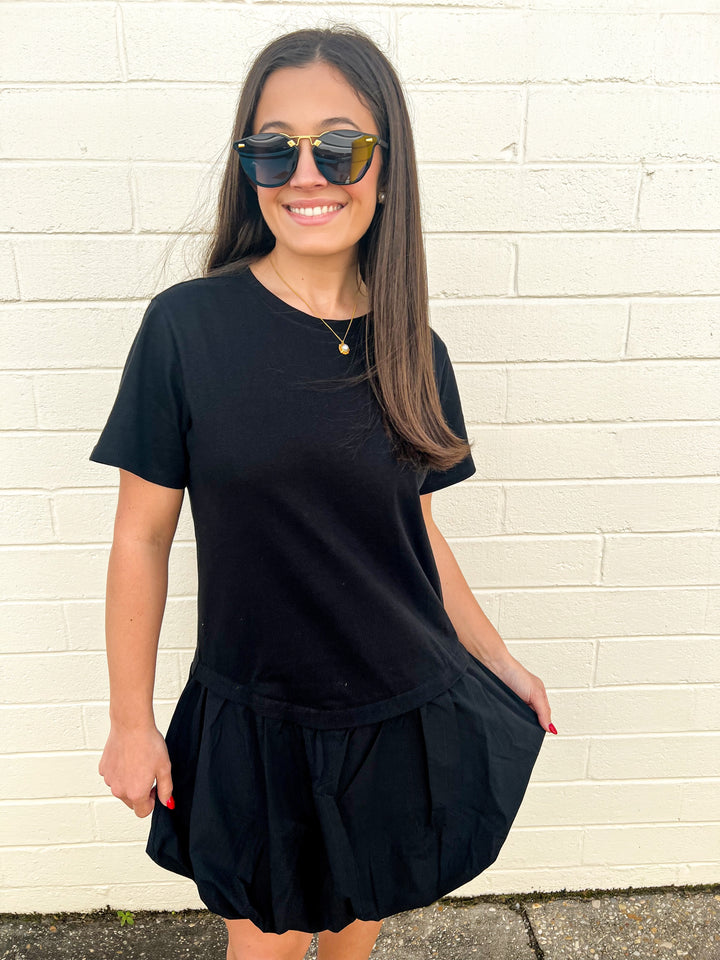 Black For Keeps Bubble Shirt Dress