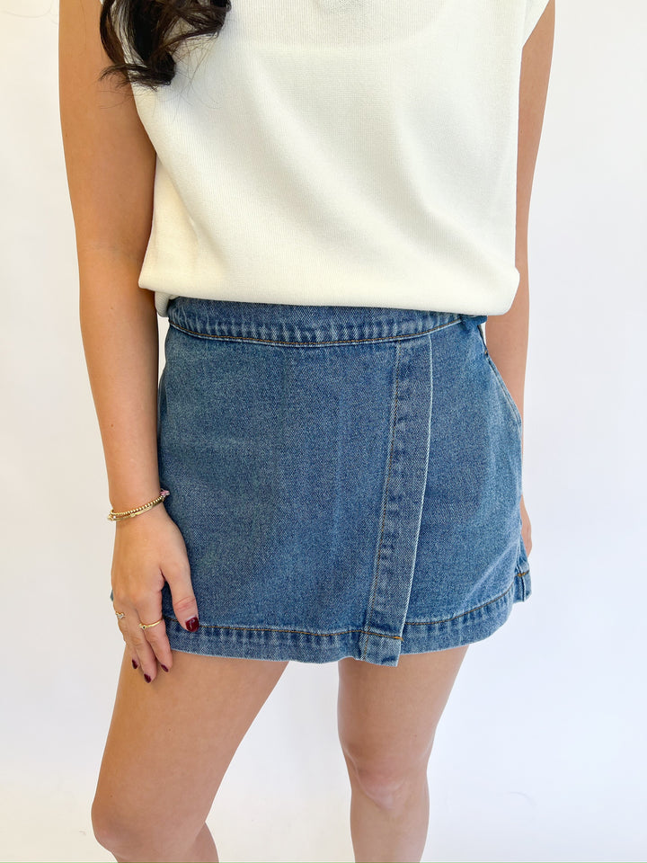 Denim Slanted Skort