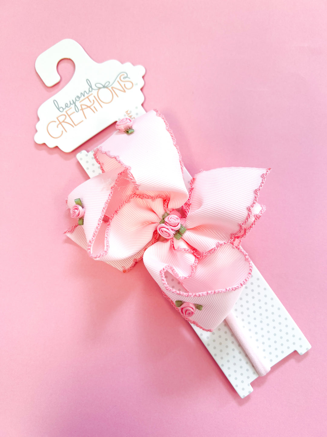 Large Crochet Edge Flower Embellished Bow Headband
