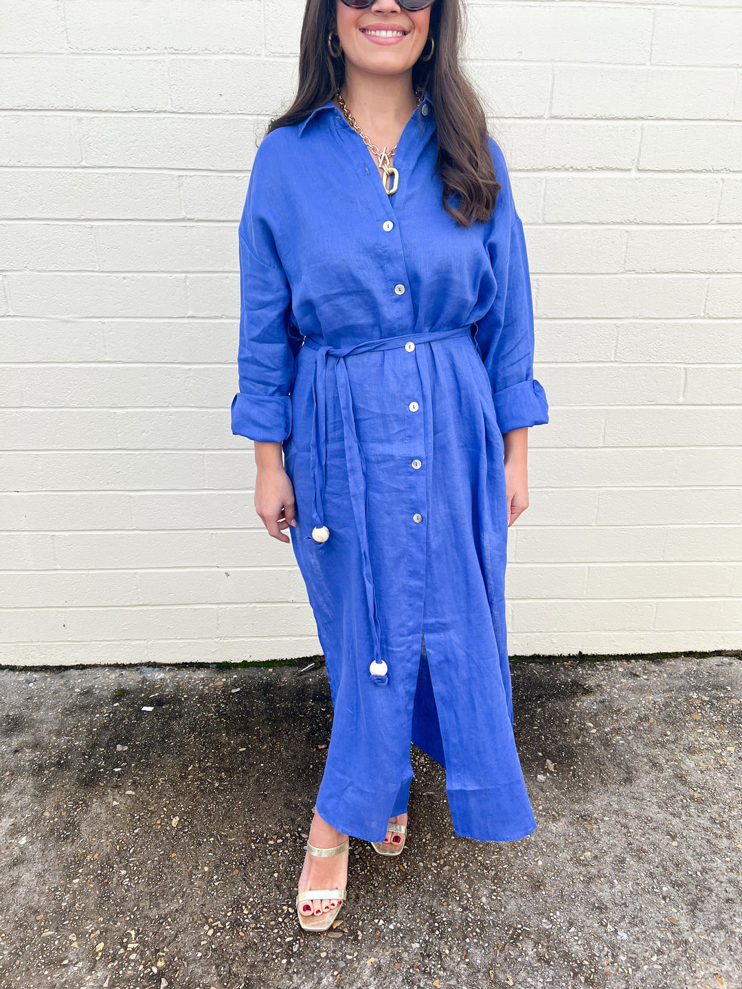 Sapphire Blue Maxi Shirt Dress