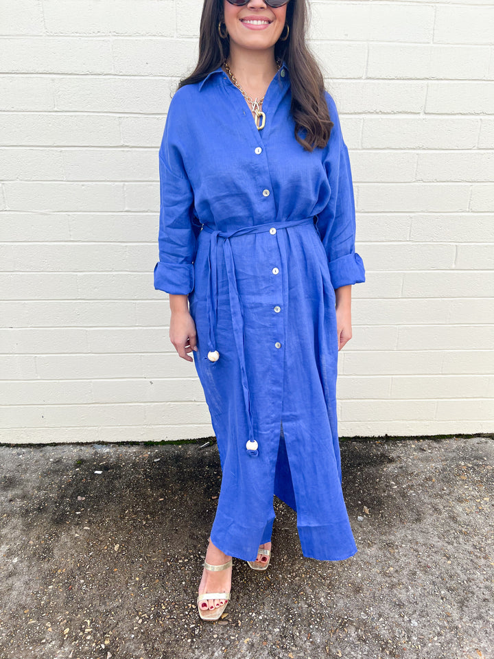 Sapphire Blue Maxi Shirt Dress