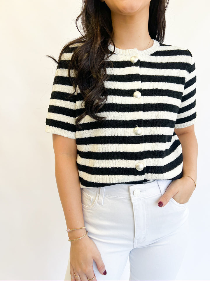Black Ivory Daphne Stripe Cardigan