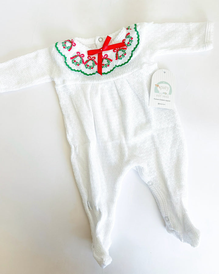 Swiss Wreath Trim Knit Footie