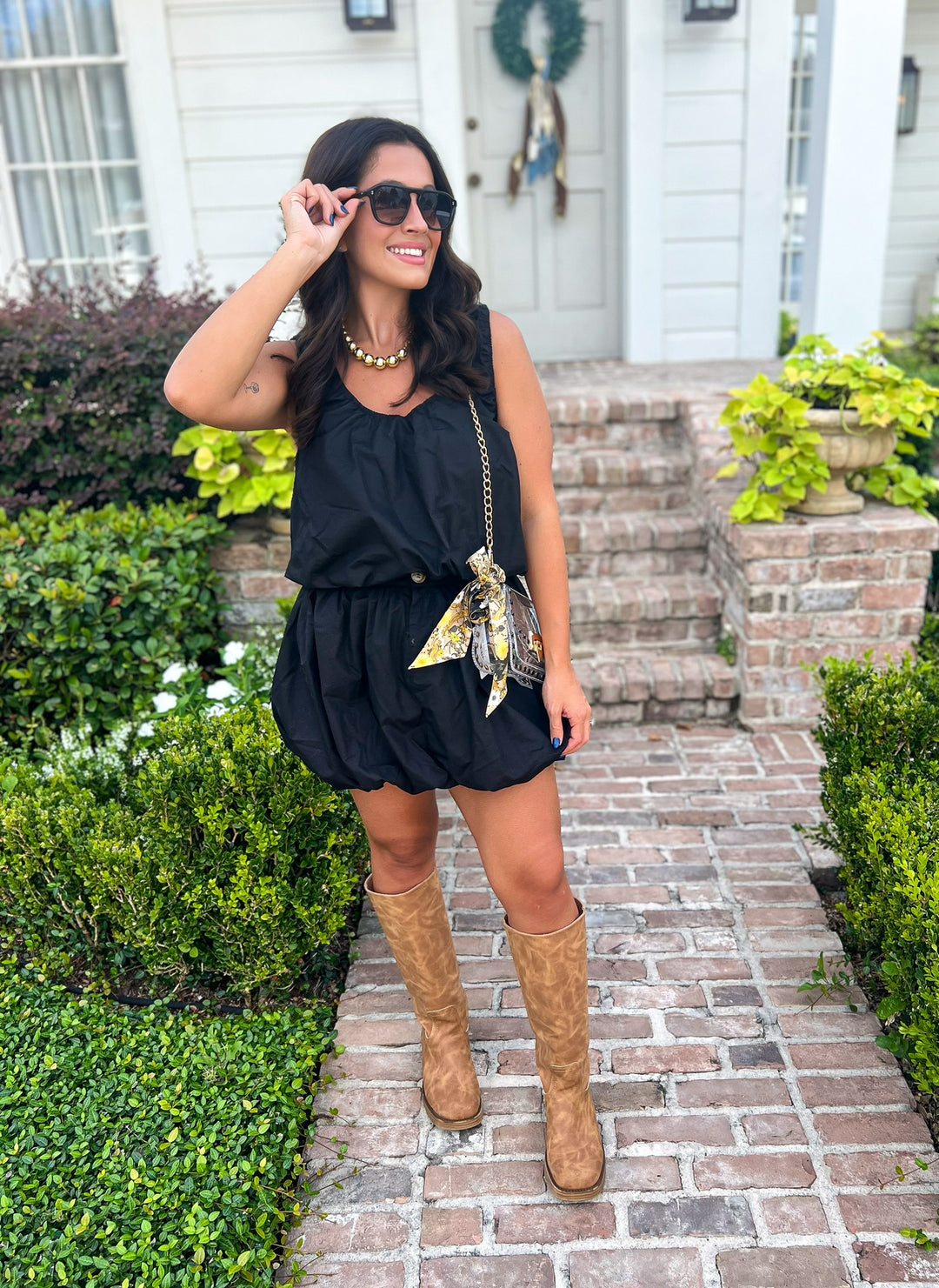 Black Poplin Bubble Skirt