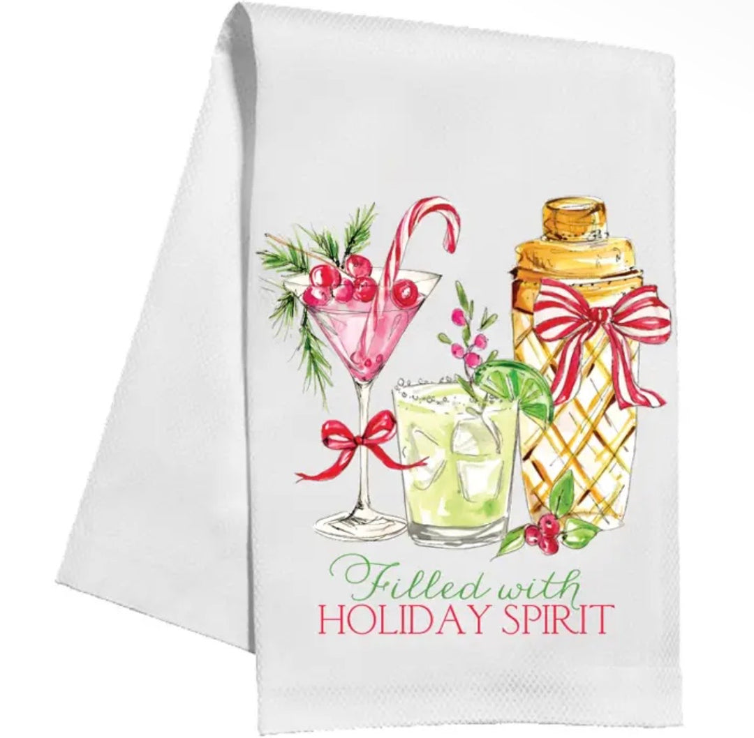 Holiday Spirit Cocktail & Shakers Kitchen Towel