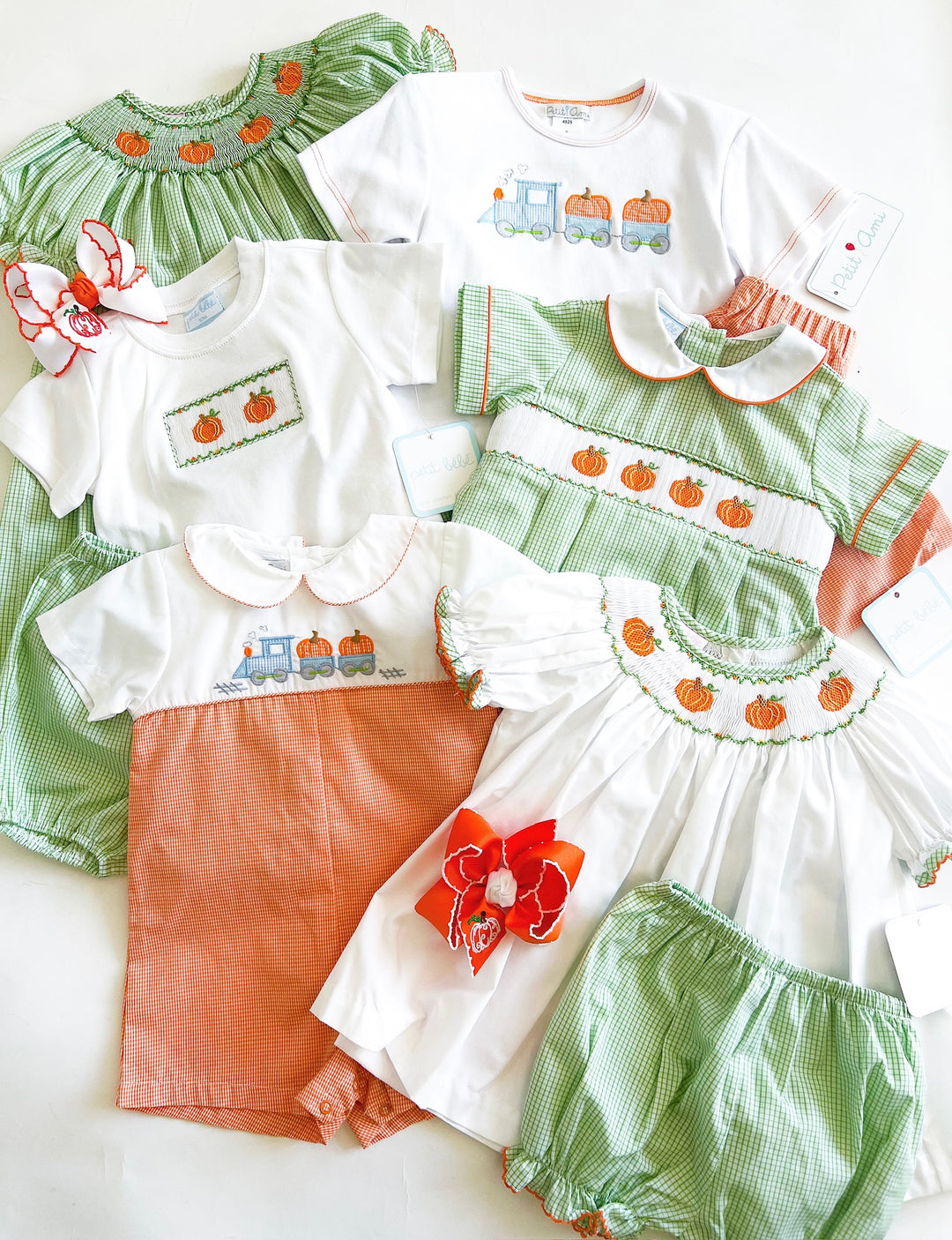 Green Check Pumpkin Patch Bishop Bloomer Set