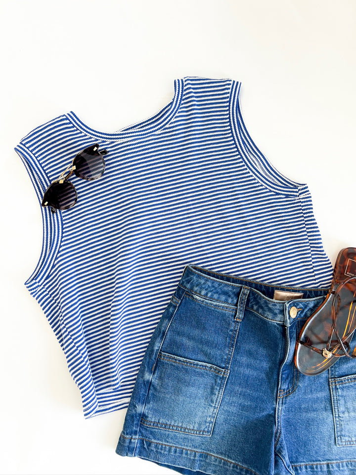 Blue & White Palma Top