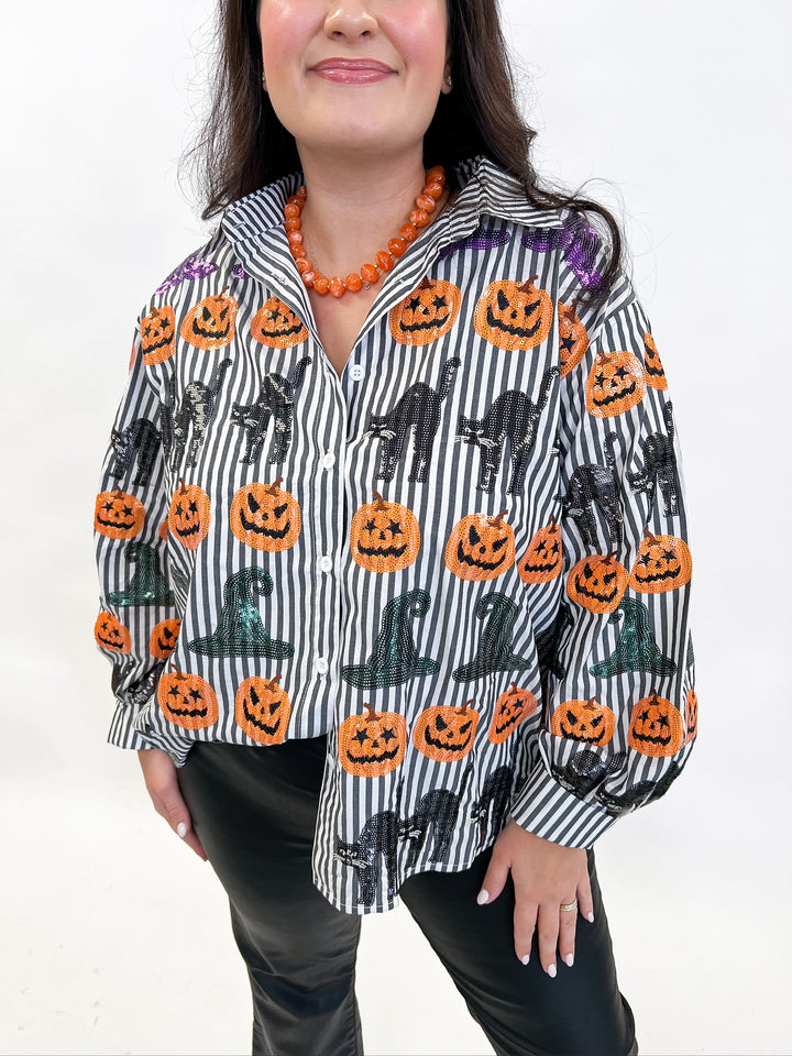 Halloween Icon Queen Button Up Top