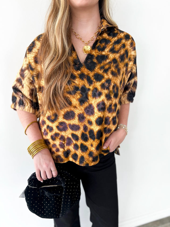 Leopard Jacquard Poppy Top