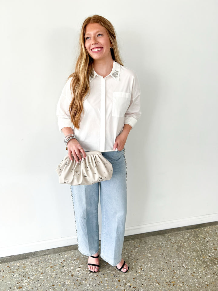 Rhinestone Cropped Adrianna Top