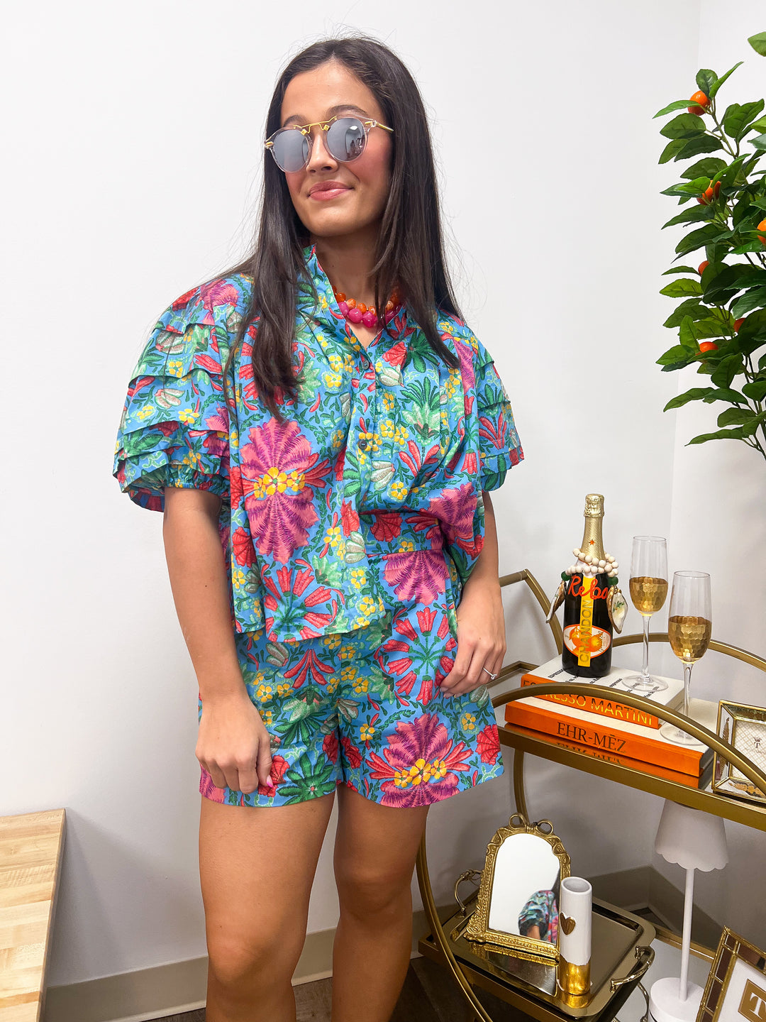 Tropical Button Detail Shorts