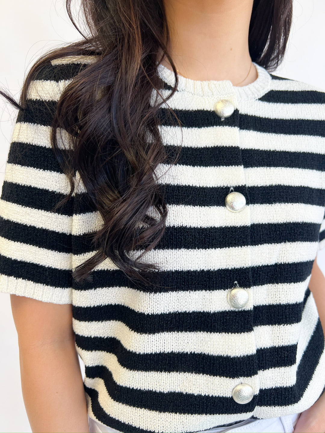 Black Ivory Daphne Stripe Cardigan