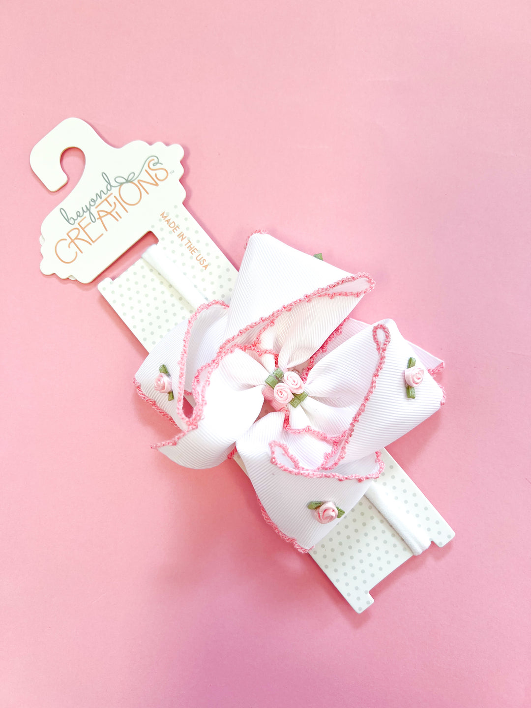 Large Crochet Edge Flower Embellished Bow Headband