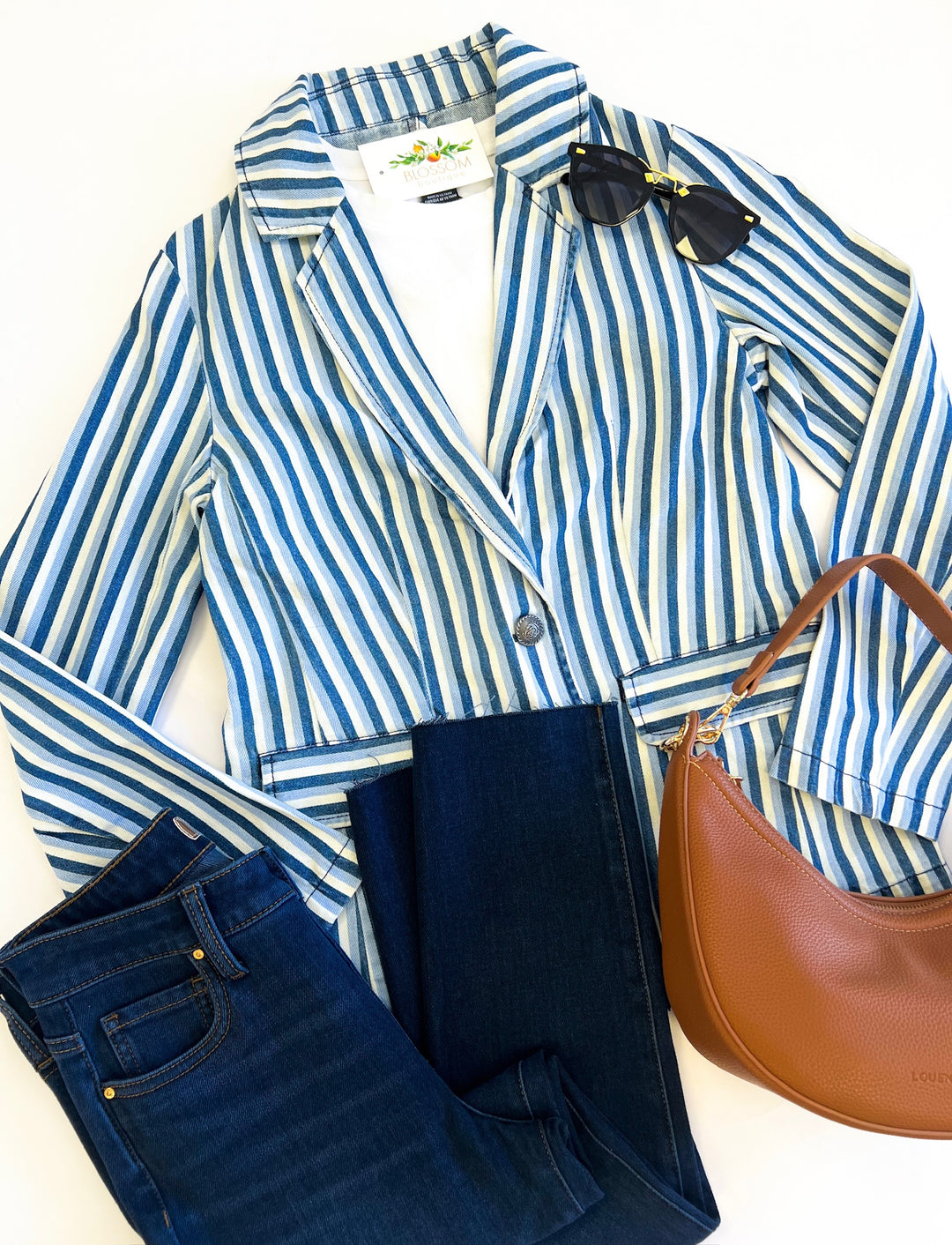 Bluesy Striped Blazer