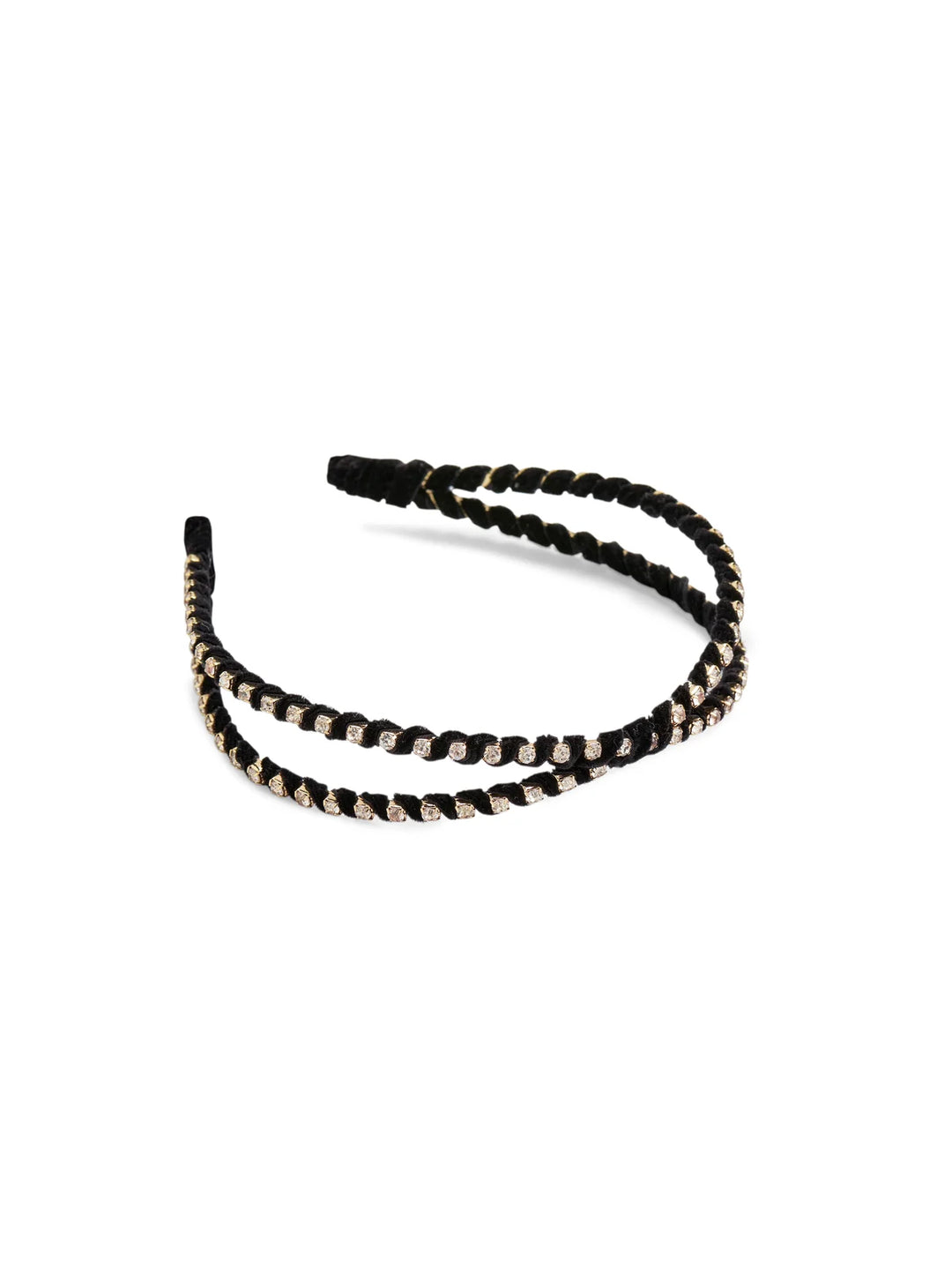 Black Rhinestone Skinny Double Headband
