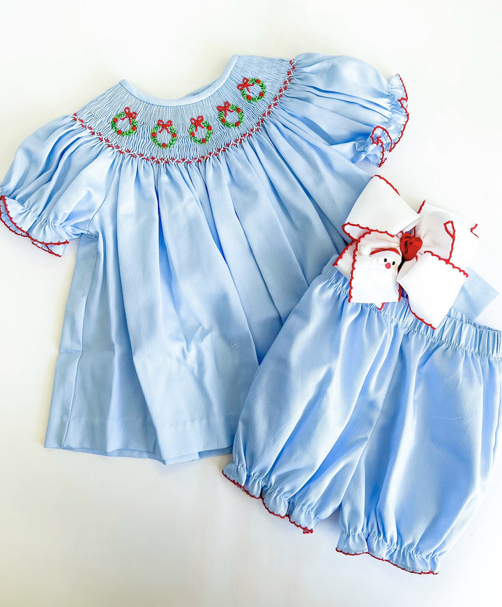 Emma Wreath Smocked Bloomer Set