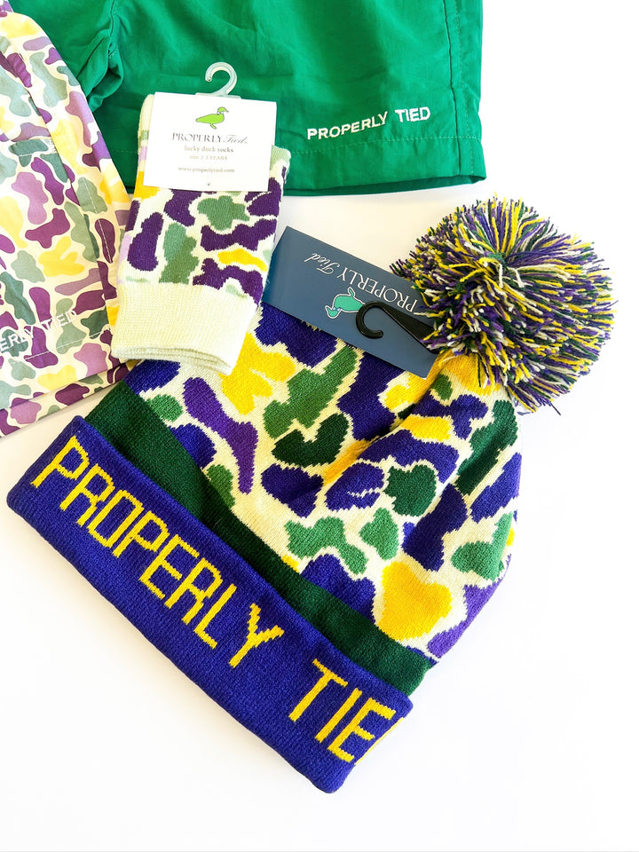 Mardi Gras Camo Breck Boy Beanie
