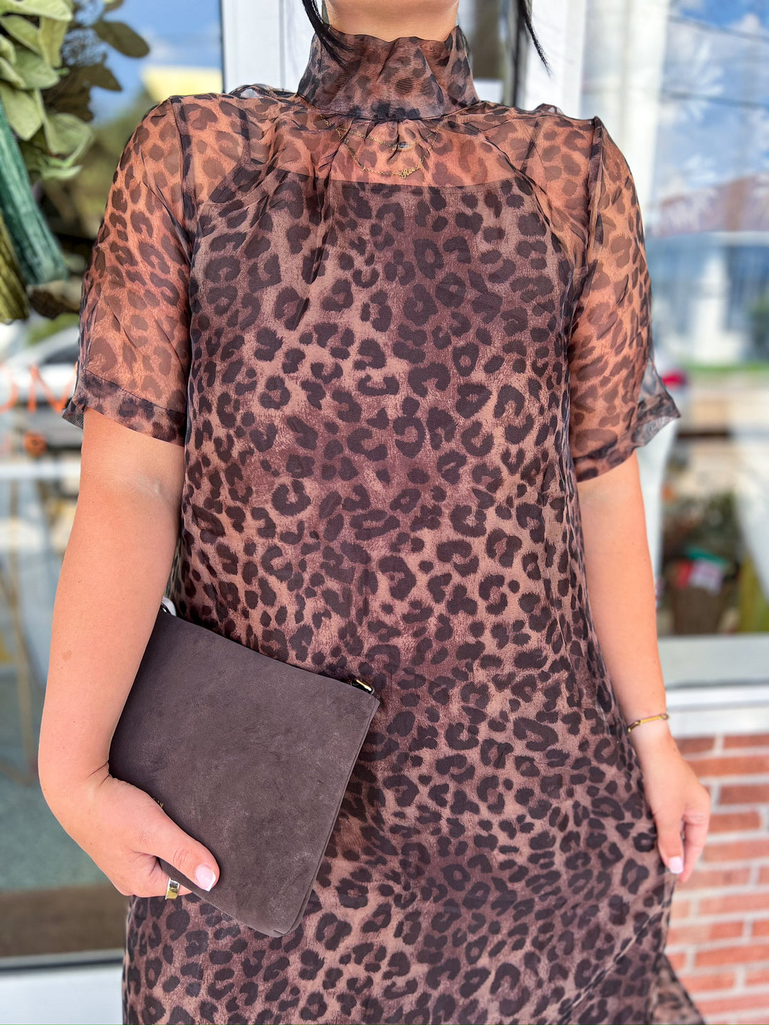 Animal Organza Midi Dress