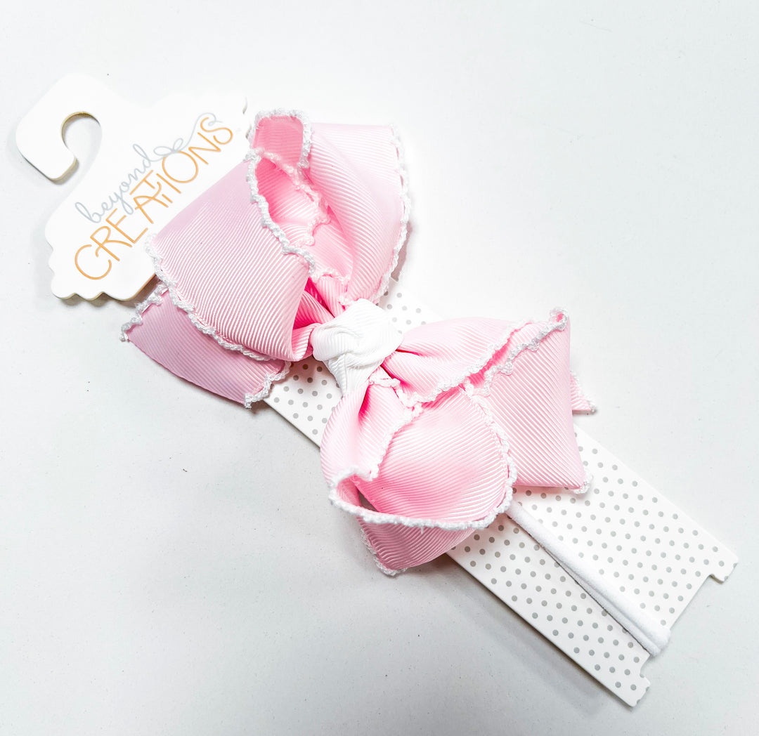 Crochet Edge Bows on Headband Lrg