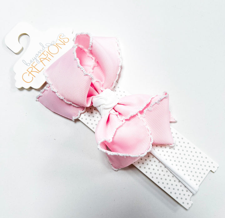 Crochet Edge Bows on Headband Lrg