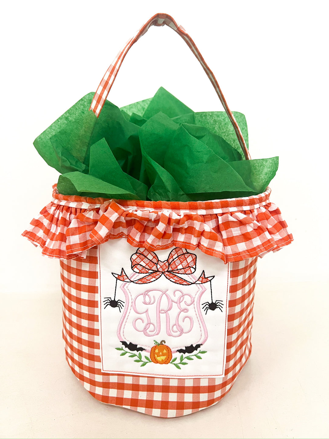 Orange Ruffle Halloween Boo Basket