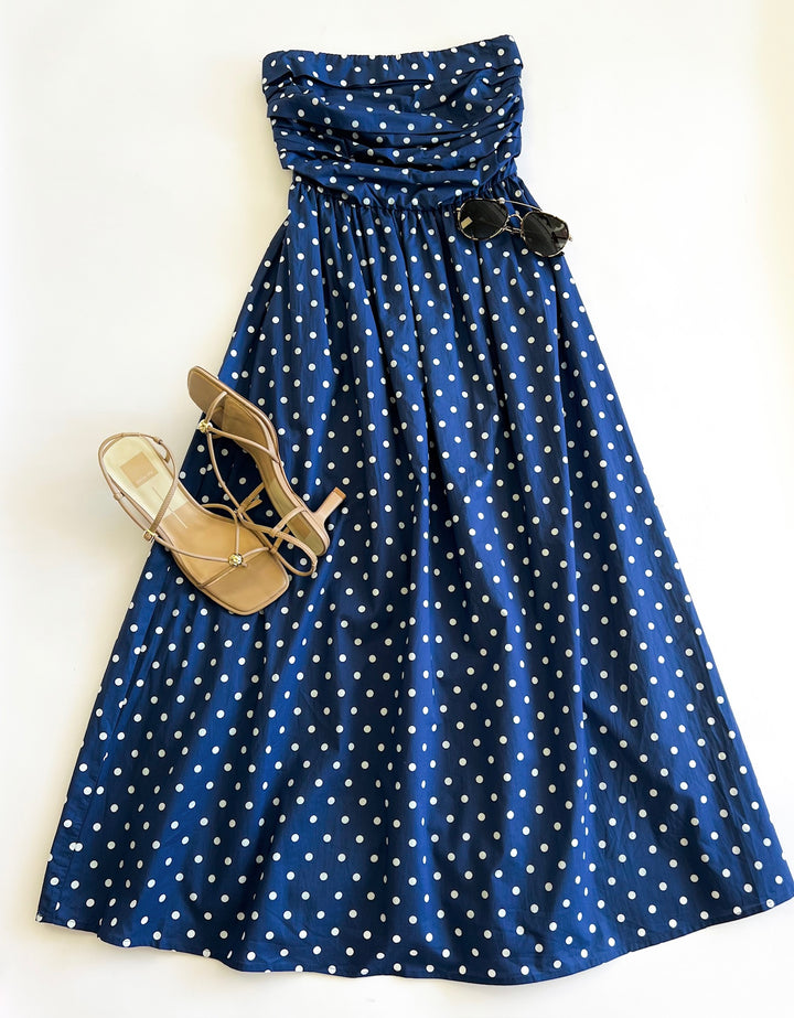 Navy Polka Dot Savor Maxi Dress