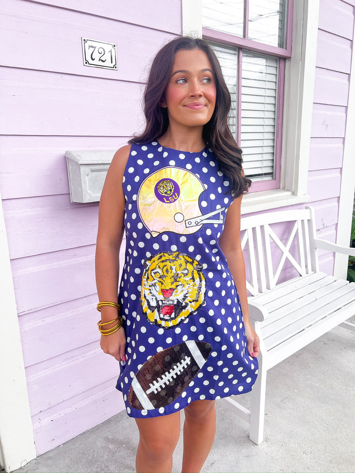 Polka Dot Geaux Queen Tank Dress