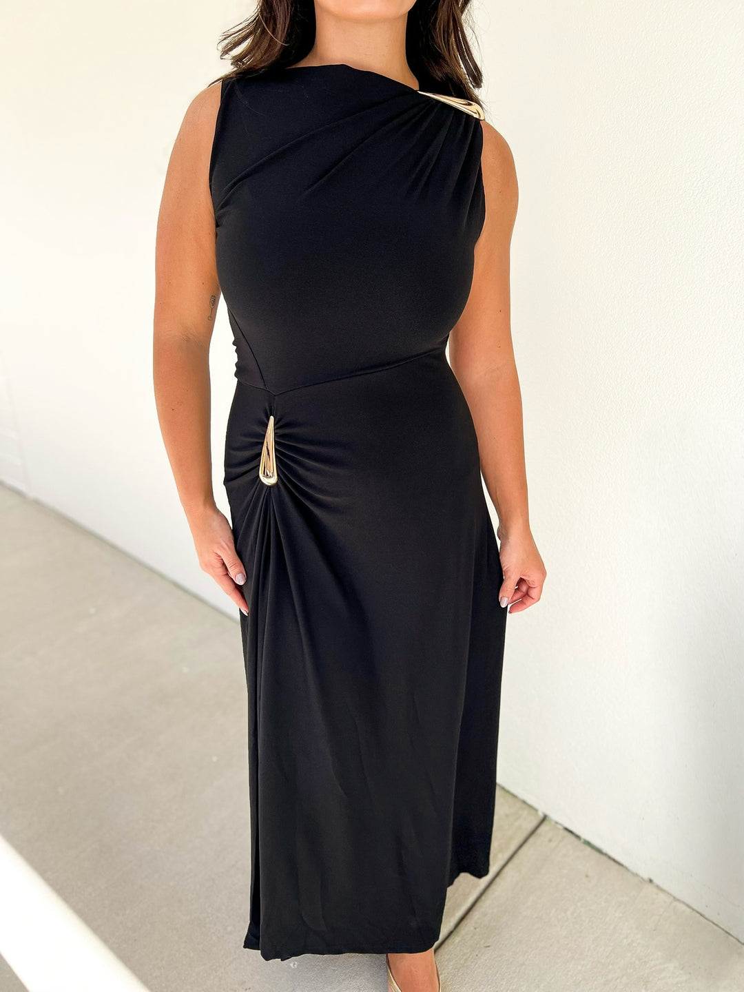 Black Bohemian Gold Detail Dress