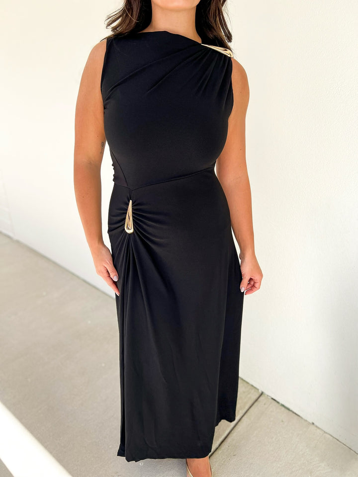 Black Bohemian Gold Detail Dress