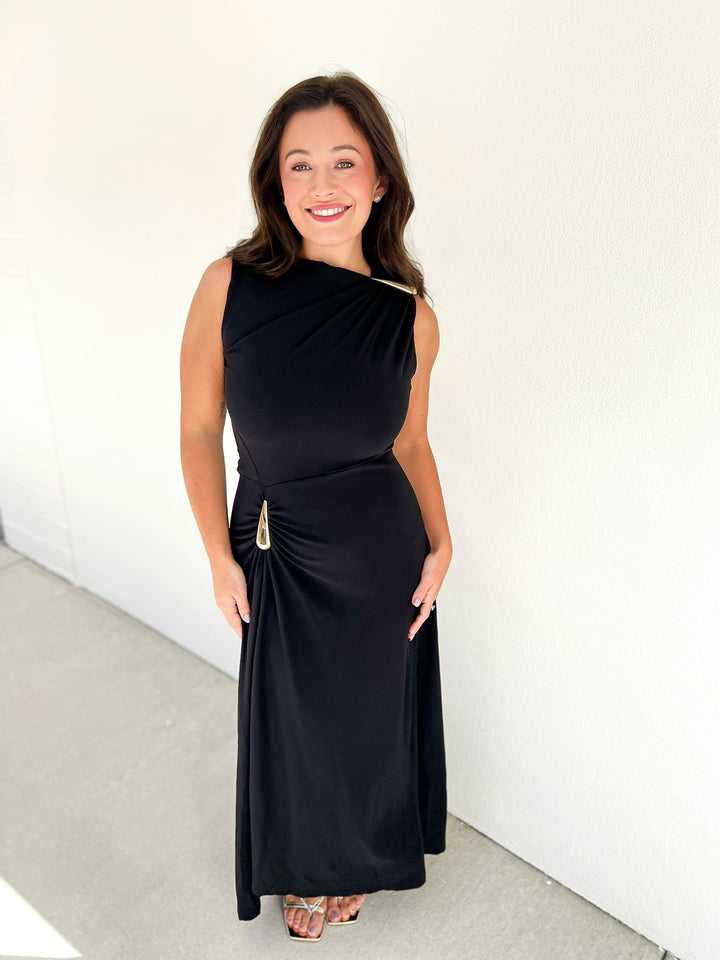 Black Bohemian Gold Detail Dress