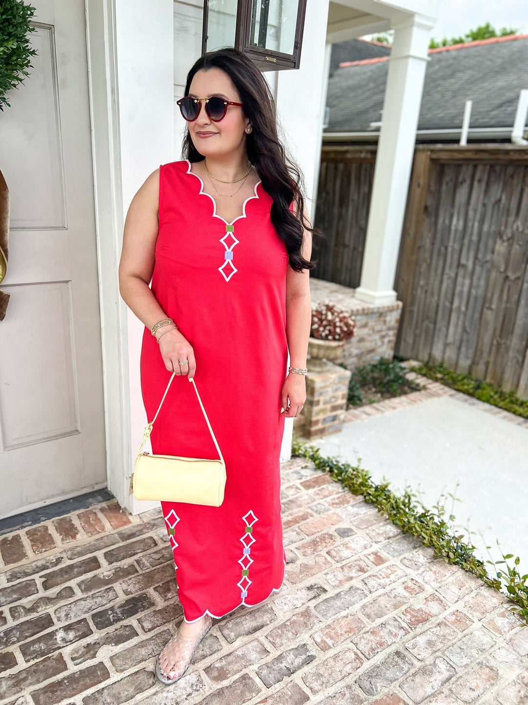 Coral Scalloped Lover Midi Dress