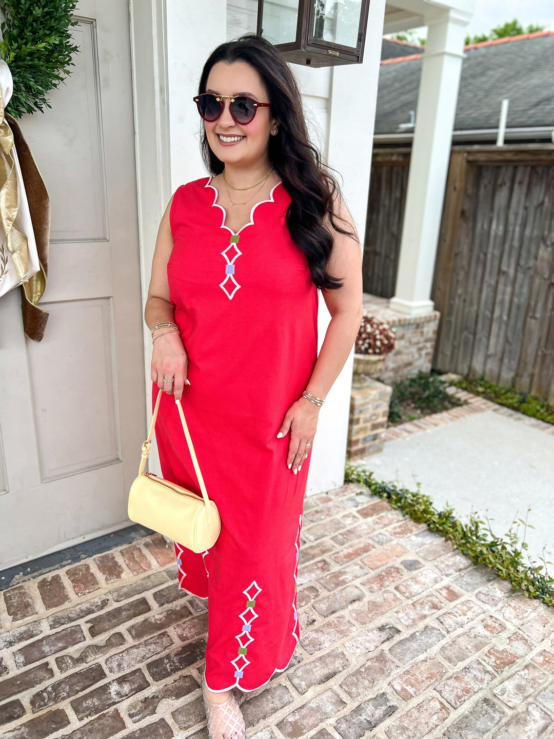 Coral Scalloped Lover Midi Dress