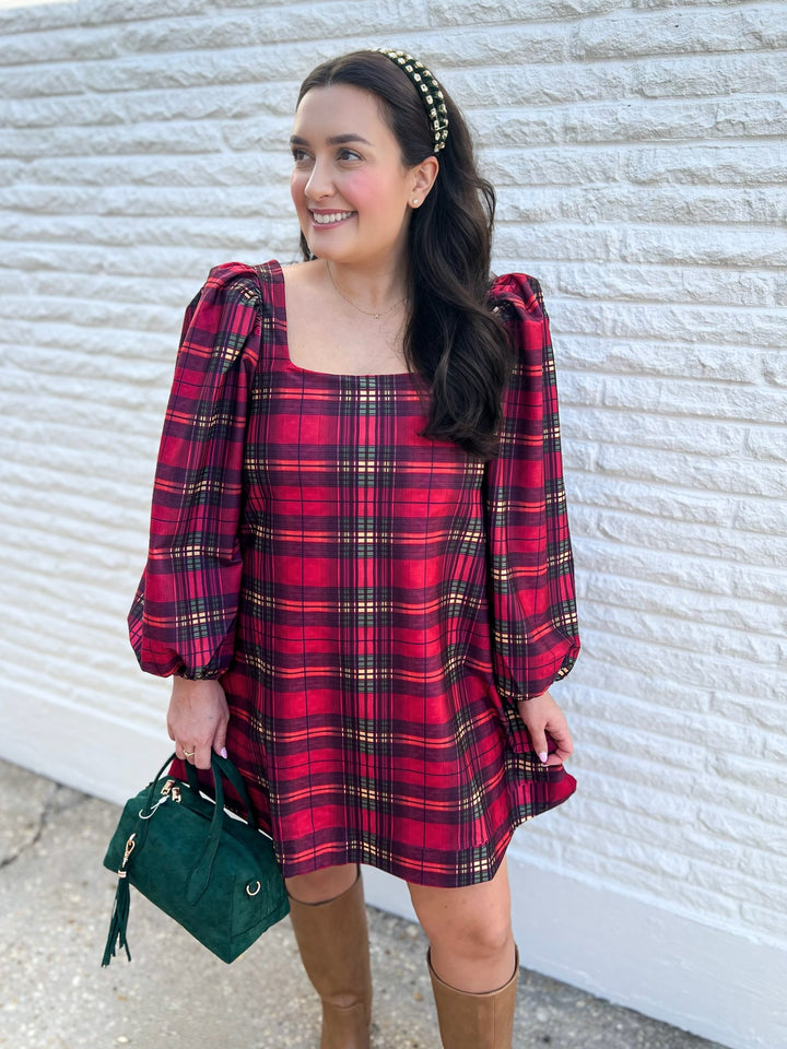 Cabernet Plaid Collins Dress