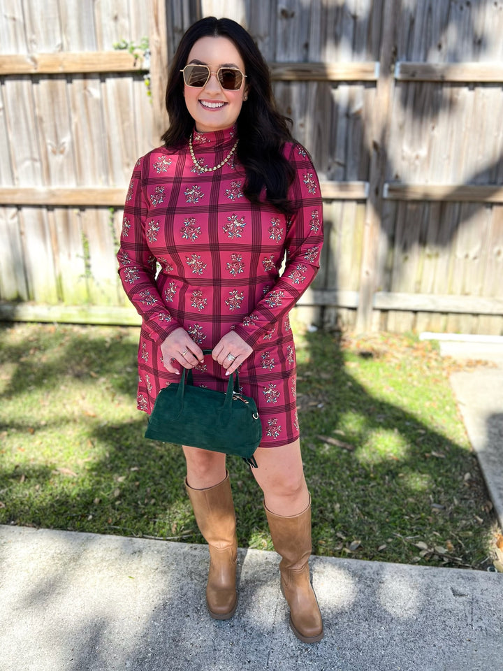 Camellia Plaid Raspberry Dottie Dress