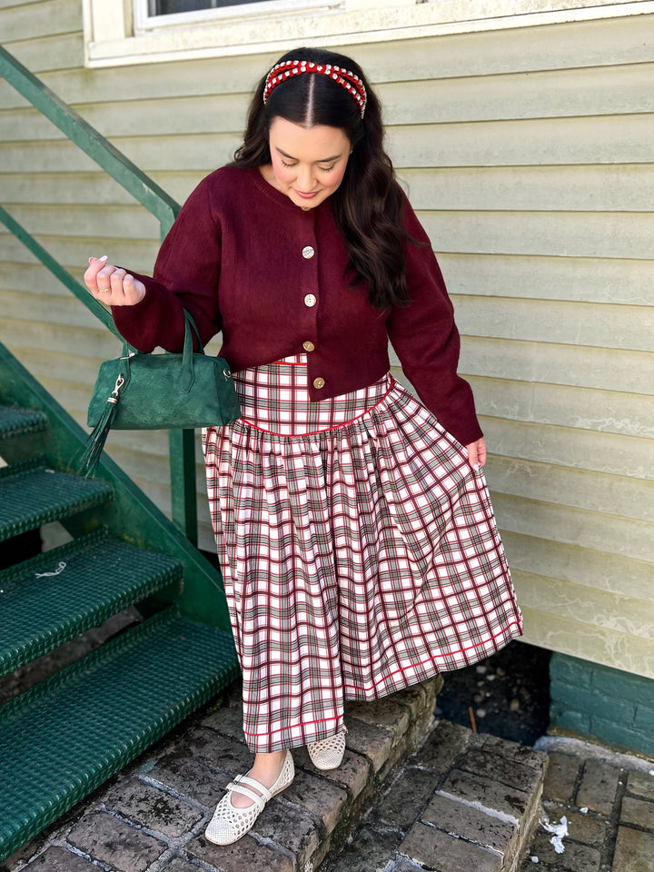 Cranberry Plaid Theodora Skirt