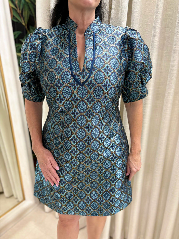 Gilded Trellis Jacquard Dress