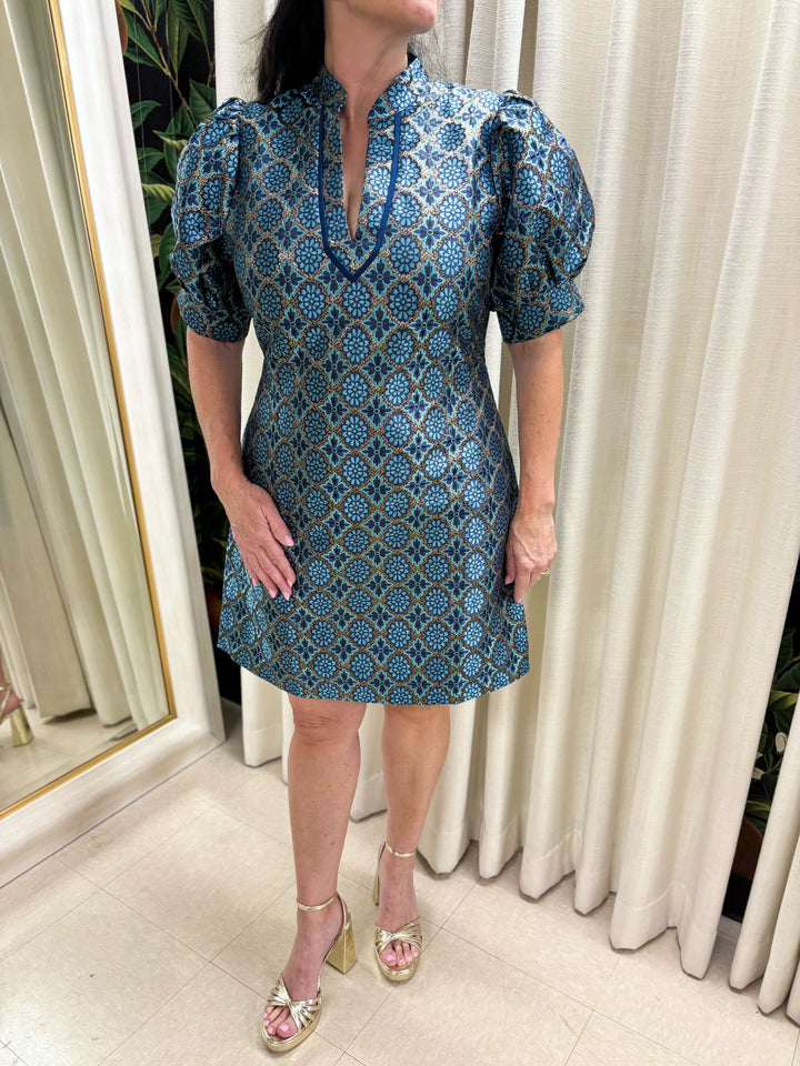 Gilded Trellis Jacquard Dress