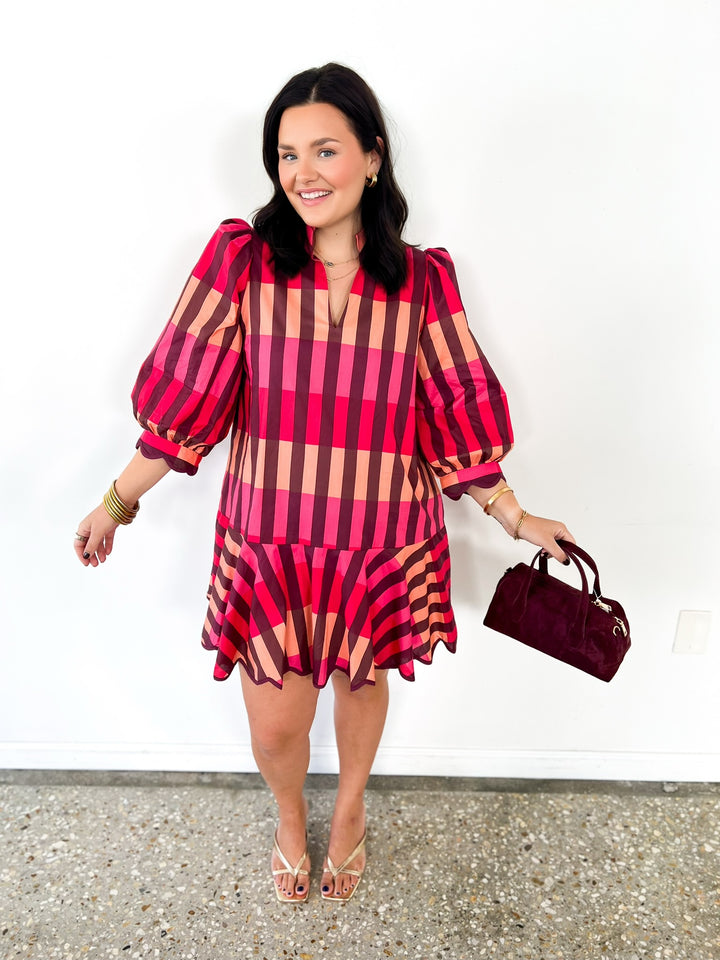 Wine Combo Stripe Dress