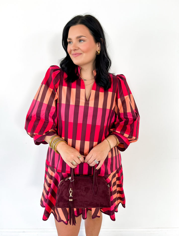 Wine Combo Stripe Dress