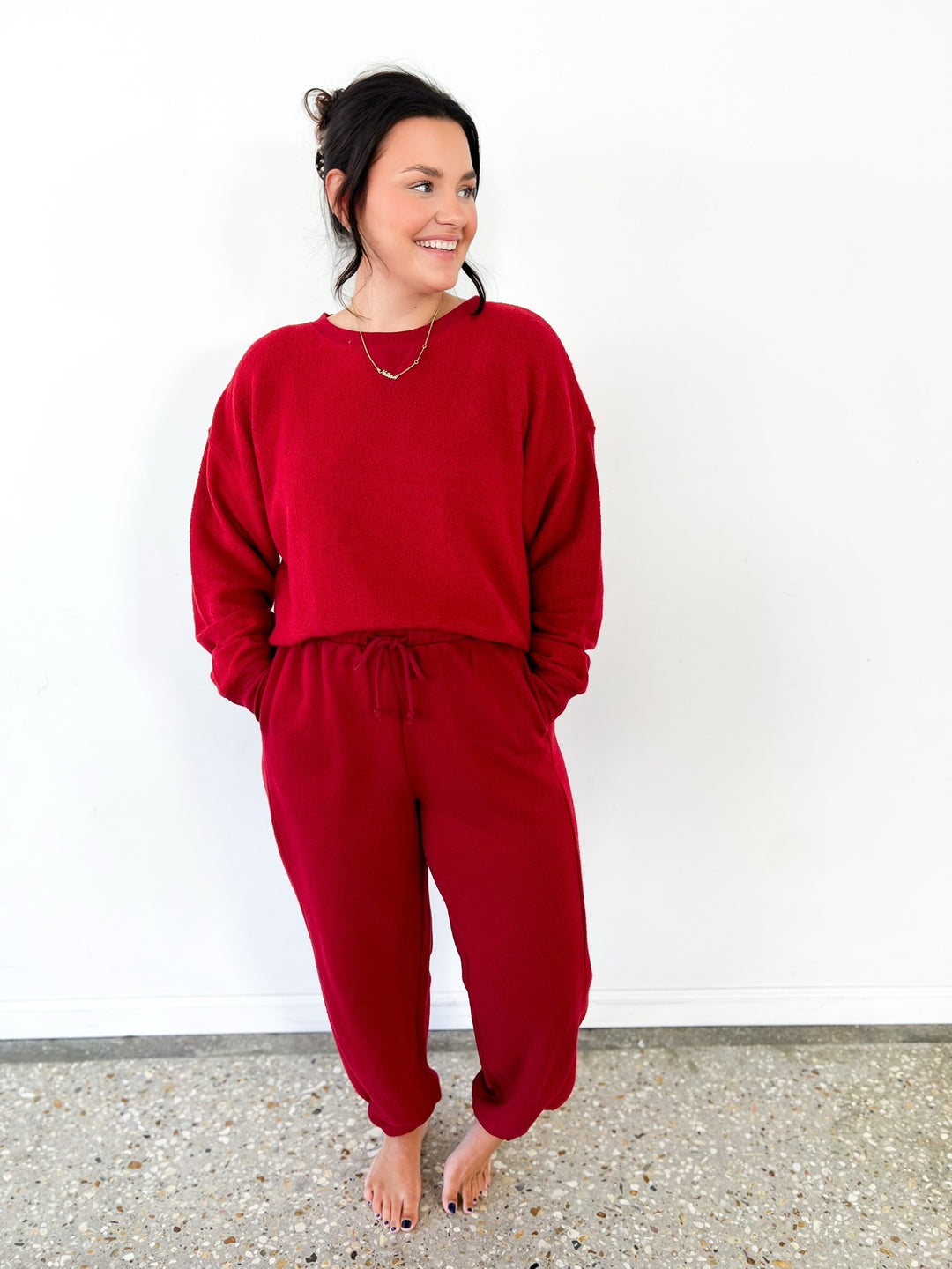 Red Clubhouse Textured Sweatshirt