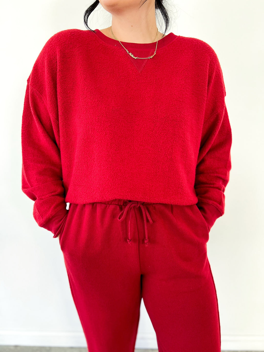 Red Clubhouse Textured Sweatshirt