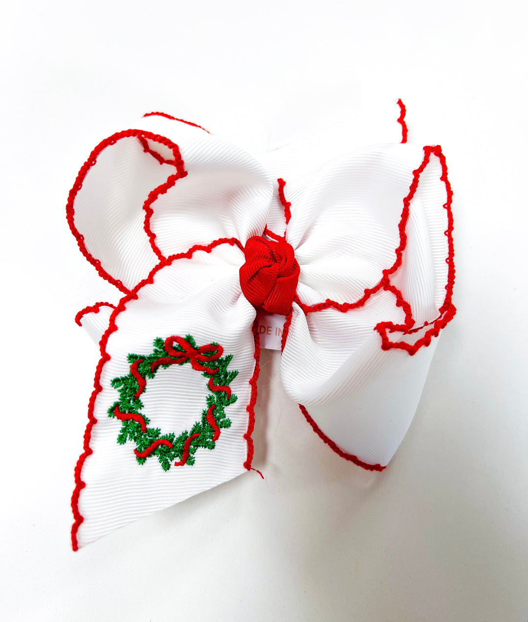 White & Red Christmas Wreath XL Bow