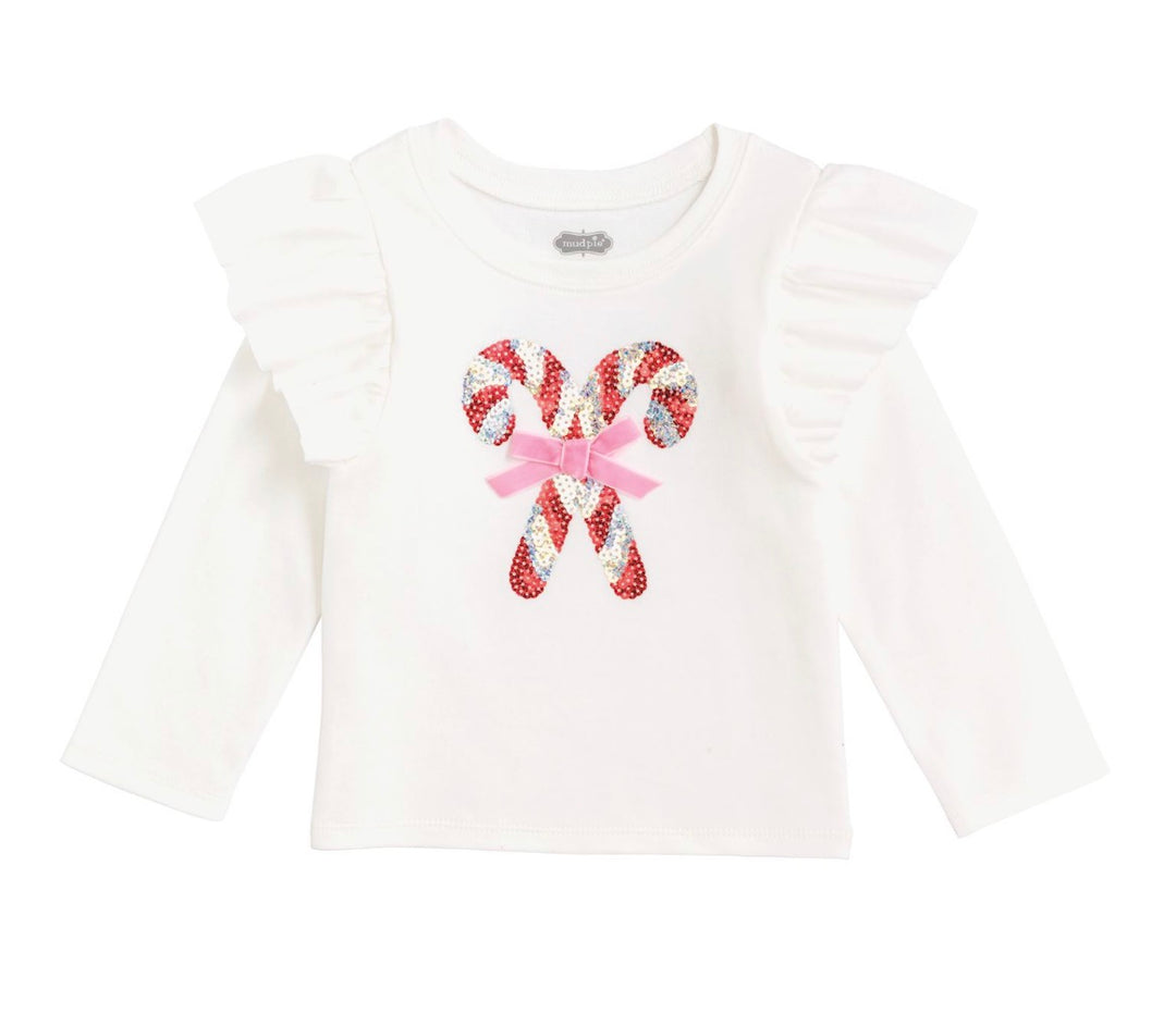 Ivory Sequin Candy Cane TShirt