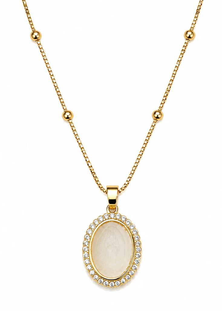 Clear Blessed Mother Necklace