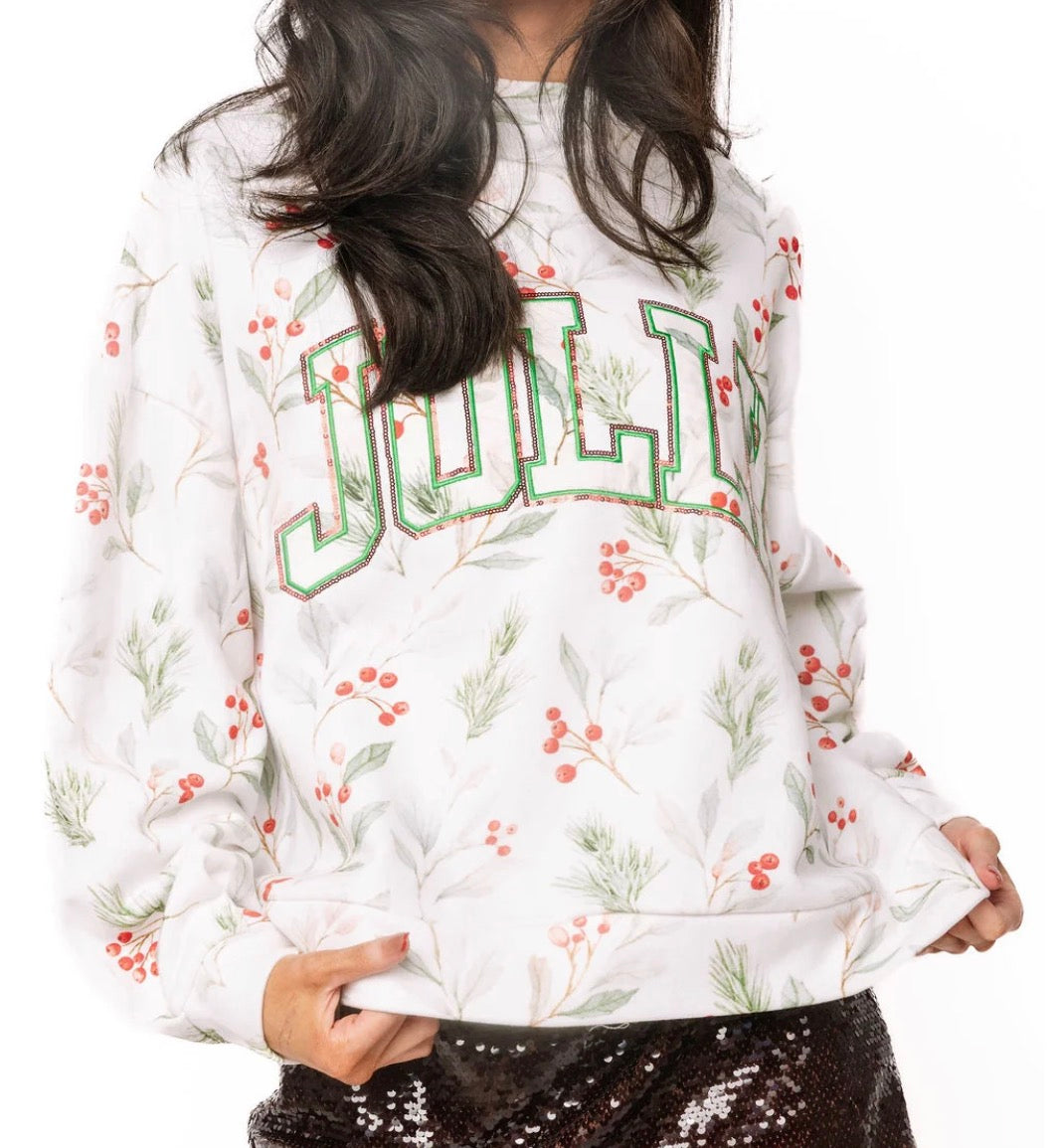 Holly Print Jolly Queen Mockneck