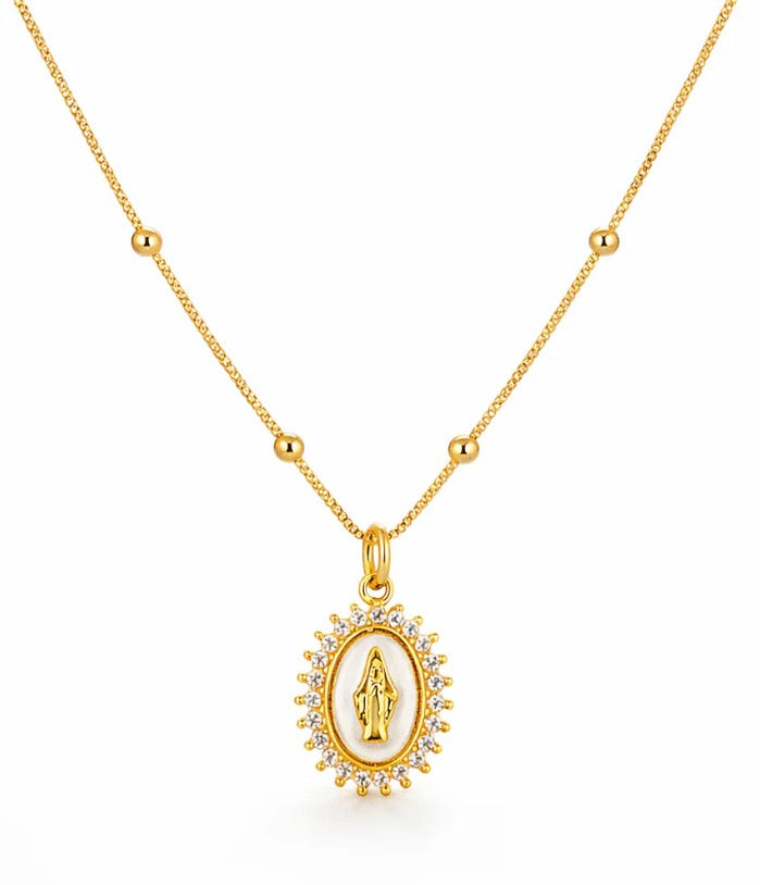 Our Lady of Lourdes White Necklace