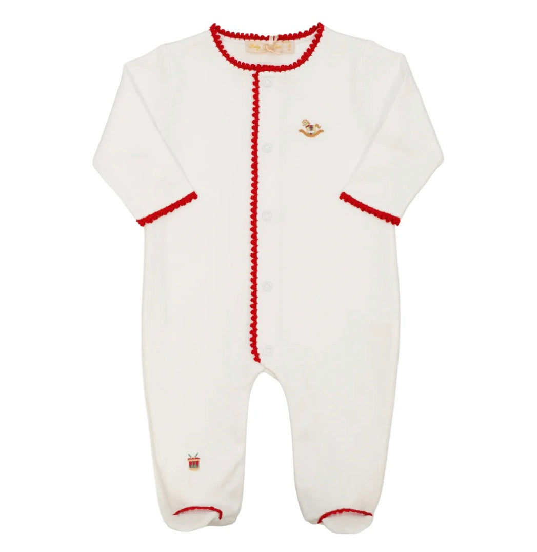 Christmas Toys Embroidered Pima Footie
