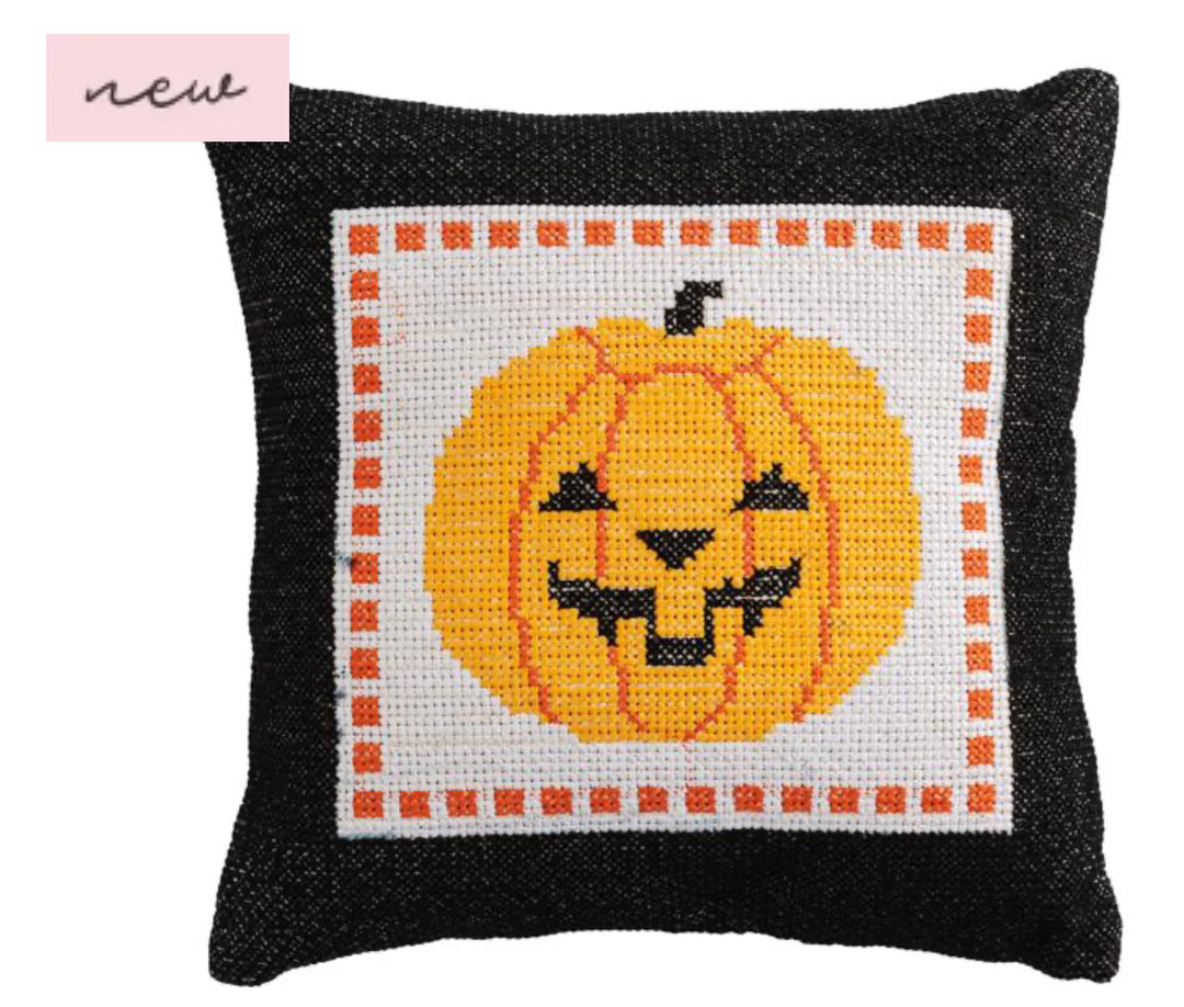 Pumpkin Halloween Embroidered Pillow